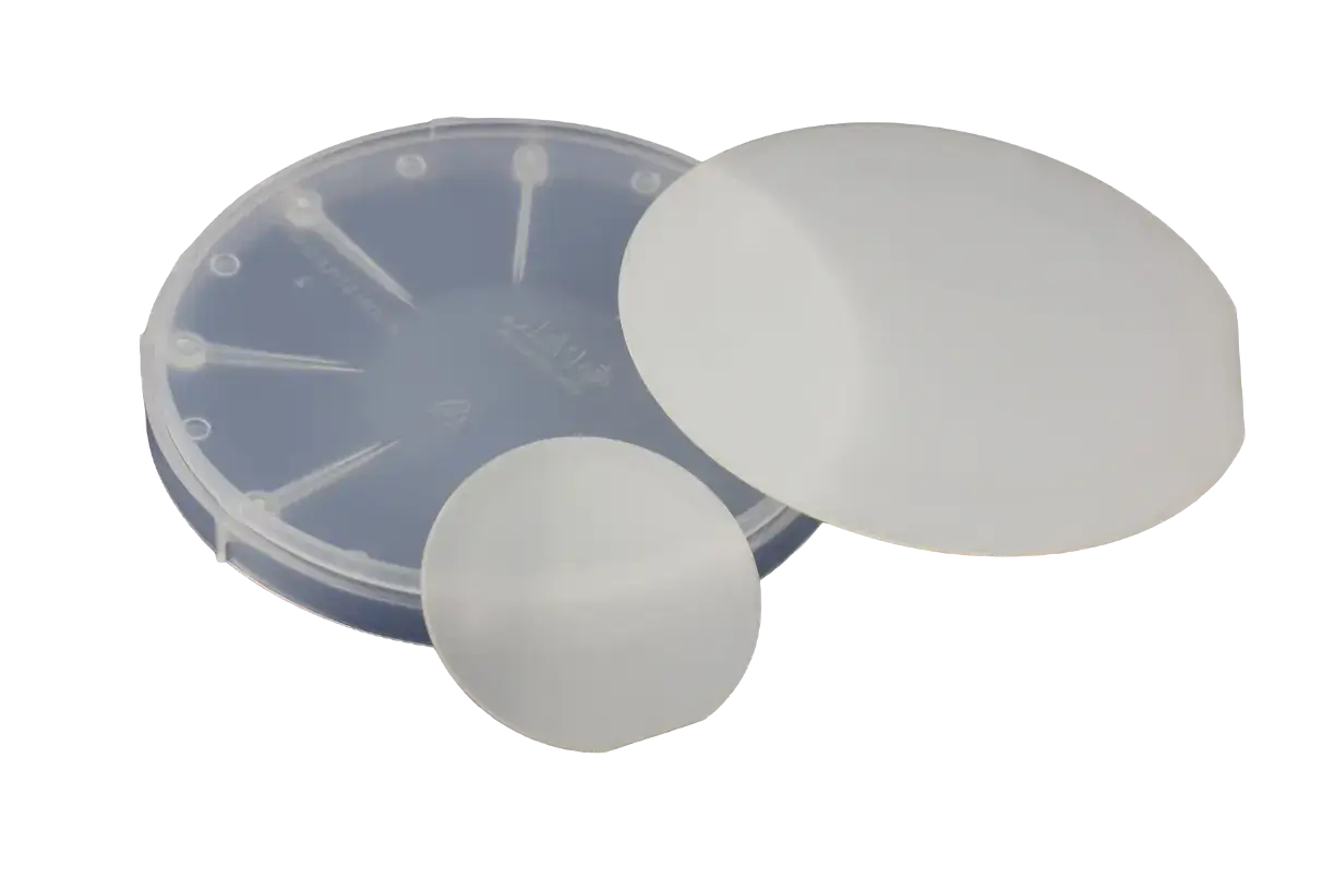 GaN on Sapphire wafer 4inch P GaN Gallium nitride Semiconductor Substrate, showing various wafer sizes.