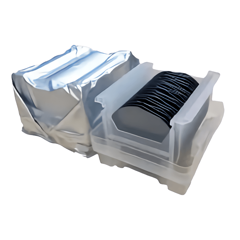 Silicon wafer 4inch P/N Type(100) 1~5Ω packed in protective container for semiconductor research.