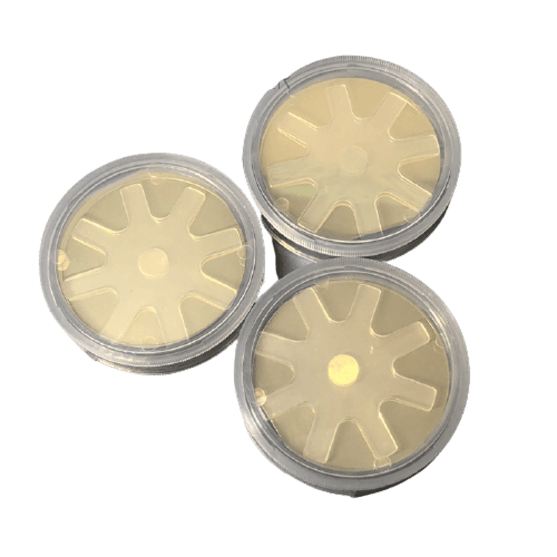 Silicon wafer 4inch 6inch Copper Layer Semiconductor Substrate in transparent containers.